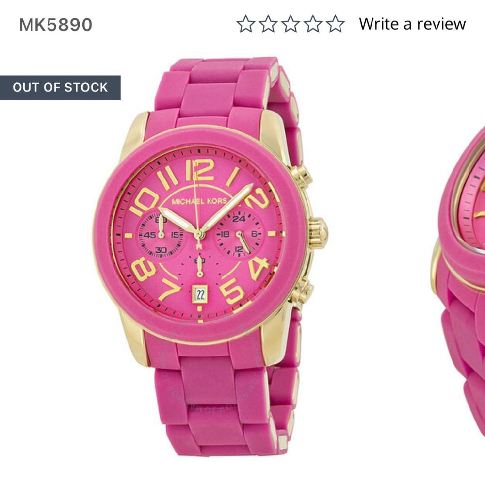 COPY - Michael Kors Women's MK5890 Chronograph Mercer Pink Silicone Chronograph…
